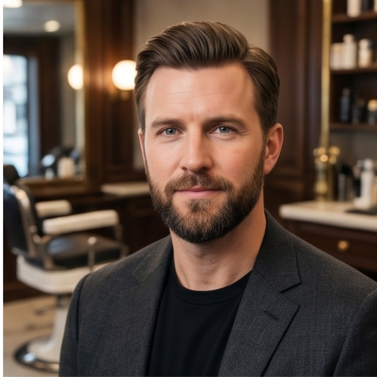 Client satisfait après une expérience coupe et barbe premium dans un barbershop à Genève