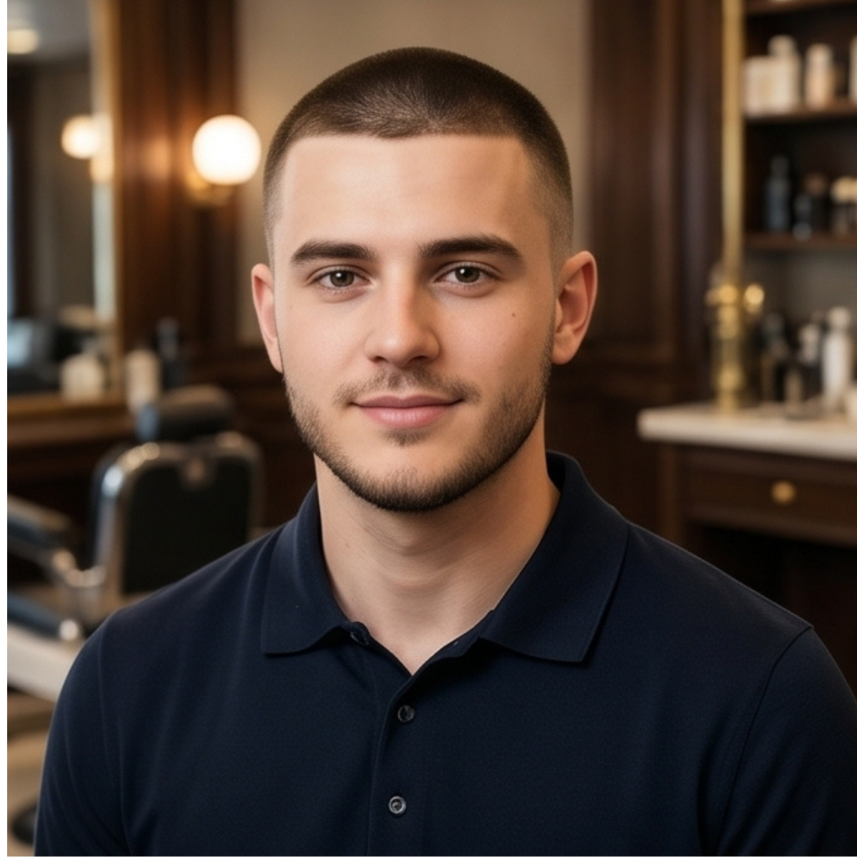 Client satisfait après un dégradé précis dans un salon de coiffure homme à Genève